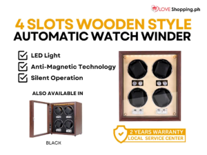 4 Slots Adjustable Speed Automatic Watch Winder with LED Light + Silent Operation & Anti-Magnetic Technology