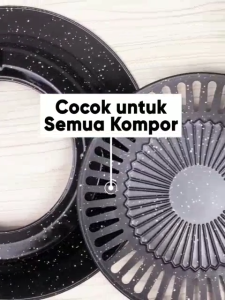 GLOBAL Panggangan BBQ Bulat 32 Cm Alat Panggang Grill Anti Lengket