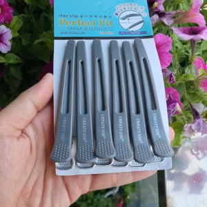 Kẹp mỏ vịt làm tóc có thun kẹp chống gãy tóc Kẹp tóc cá sấu cố định tóc khi nhuộm giao màu ngẫu nhiên - (6 cái/bịch).