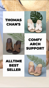THOMAS CHAN Extra-Comfort H-Strap Orthotic Flats [Brown/ Pink/ Ivory][足弓健康鞋 Kasut Kesihatan]