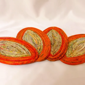 ECO STORY™ Paper-woven Leaf Coasters Set 4pcs