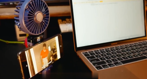 Kipas Angin Mini Led Display USB 10000mAh 5-Speed / Kipas Angin Lipat dengan Aromaterapi PH C1135