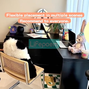 Meja Makeup L Shape Table Black DIY Chest Drawer Meja SolekBedroom Dressing Table with LED Mirror Makeup Table Storage Cabinet Study Table