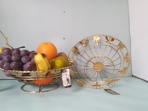 Keranjang Buah Bulat Unik Mewah Stainles Gold Emas B03 / Bistro / Stainless