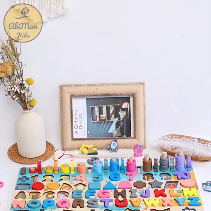 Bảng Gỗ Ghép Hình + Câu Cá Cho Bé 6 in 1 || Bé được tìm hiểu các chủ đề ...