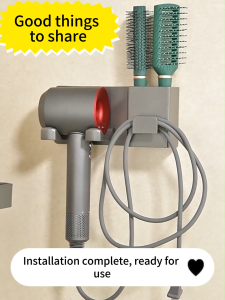 MEIDOO Hair Dryer Storage Rack Free-Drilling Bathroom Wall Mounted Bracket