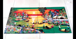 Bộ Tranh sơn mài Thanh Bình Lê 4 tấm - ĐỒNG QUÊ size 60x120 cm | Nghệ Thuật Dân Gian – Tranh Thủ Công – Trang Trí Ý Nghĩa