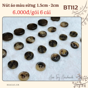 Cúc Áo Nhựa Màu Sừng Nâu-  BT112: Lựa Chọn Hoàn Hảo Cho May Mặc và Thủ Công Tiêu Chuẩn Xuất Khẩu Quốc Tế
