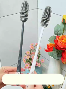 Sikat Pembersih Botol Silikon / Tongkat Cuci Gelas Gagang Panjang / Bottle Cleaning Brush Stick Flexible Bulu Halus Lembut Multifungsi - FR GALLERY