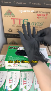 Găng Tay Y Tế Nitrile Màu Đen TTGloves Nitrile Trọng Lượng 4.0G Size SML Dùng Trong Thẩm Mỹ Phun Xăm Spa Thực Phẩm