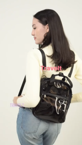 TRAVOLT Tas PVC PREMIUM Square Sling Bag 3in1 - Ransel Selempang Transparan - Tas PVC Mika tebal - Tas Konser KPOP - Yoonah
