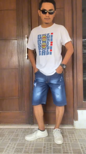 Celana Jeans Pendek Sobek Robek Sobek2 Pria Cowo Cowok Lelaki Laki2 Dewasa Terbaru Murah Size Ukuran Jumbo Big Size Uk Besar Warna Thin Brown Cokelat Hitam Biru Navy Blit Muda