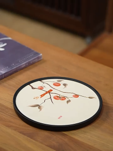 Khay Trà Thuyền Trà Mặt Sứ Họa Tiết Đẹp Mắt Dùng Cho Bàn Trà Đạo Đường Kính 21.5 cm