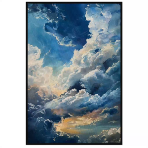 Tranh trời và mây phong cảnh mặt trời mọc sau đám mây phía xa chân trời tranh treo tường dán tườngCGI-796