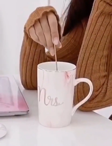 Mug 13.5oz Mr. And Mrs. Coffee mug Wedding gift for couple bride and groom Ceramic marble