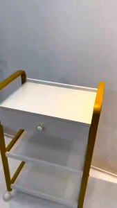 Xe Đẩy Gỗ 3 Tầng Khung Thép Ngăn Kéo Gỗ | Đựng Đồ Khung Ionx Chắc Chắn | Dùng Cho Spa Thẩm Mỹ