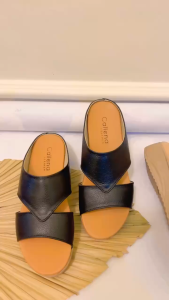 Sandal Kulit Sendal wanita wedges 3 cm model panah Palang Kulit sapi garut terbaru terlaris