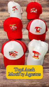TOPI BROS ANAK MOTIF 17 AGUSTUS / TOPI ANAK MERAH PUTIH BROS KEMERDEKAAN INDONESIA READY STOCK TERMURAH