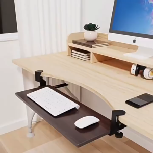 Bracket Jepit Deskmount Underdesk Keyboard Rail Bahan Baja