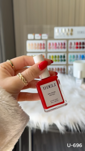 สีทาเล็บกึ่งเจล สีเล็บ  U-DELI U-696 16ml ไม่อบ Red Vegan Nail Polish สีเล็บสีแดงสด ขับผิวให้ขาวไบรท์ ยาทาเล็บ หรู สีสวยชัด ทาเล็บสวยๆ เงาแวววาว ไม่มี Paraben