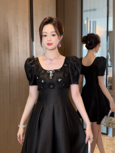 ZYHT EraVogue Váy nữ Váy đen Váy satin Váy hình chữ A Váy công sở Váy Hiso Váy cổ điển Váy công sở Váy dự tiệc Váy dạ hội 70360