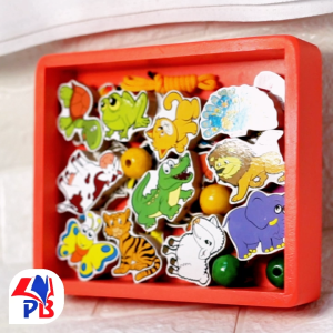 Mainan Edukasi Balok Kayu Roncean Hewan / Puzzle Untuk Anak
