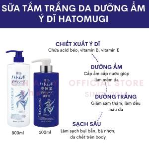 Sữa tắm trắng da chiết xuất hạt ý dĩ Kumano 800ml Nhật