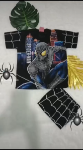 Setelan Baju Anak Laki-Laki Usia 1-10 Tahun Motif Karakter Spiderman Free Topeng / Pakaian Anak Laki-Laki Motif Ultraman Free Topeng