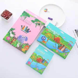 Cartoon Colorful Crayon for Children Triangle Plastic Crayons Washable Painting School Art Supplies