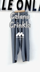 Celana Crinkle Baggy Wide Leg Wanita Casual Longgar