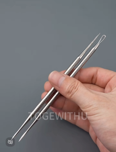 Loại bỏ mụn đầu đen nhọn dụng cụ nặn mụn mụn trứng cá 2 trong 1 dụng cụ tẩy trắng bằng thép không gỉ kim loại bỏ mụn trứng cá chuyên nghiệp