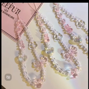 StarCase-INS Korea Fashion Transparan Love Heart Bow Bracelet Aksesoris Tali Tali Ponsel Universal Kartun Gelang Beruang Lucu Rantai Manik-manik Gantungan Lanyard