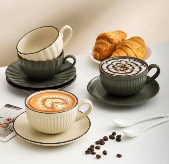 250mL Retro Style glossy Ceramic Coffee Cup And Saucer | Lazada PH