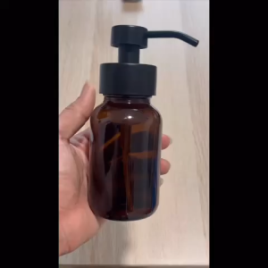 🇸🇬 Stainless Steel Foam Pump Amber Brown Dispenser Glass Bottle for Handwash Soap Shampoo
