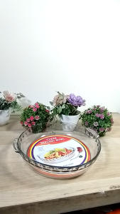 CHOBIG Piring Saji Kaca Mangkok Wadah Saji Piring Sayur Salad Buah 25Cm AU PSO