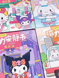 Cute Cartoon Magnetic Quiet Book Toys Sanrio Doll House Book Set Kuromi Dress Up Sticker Books for Girls DIY Toys Gift
