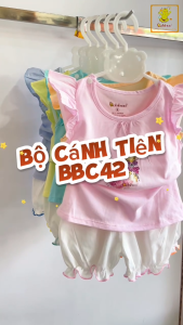 Đồ bộ bé gái Babiboo bộ quần áo sát nách cánh tiên chất cotton xinh xắn BBC42