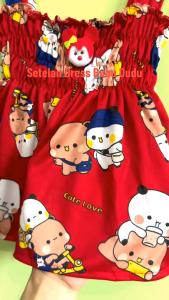 Setelan Dress Kerut Celana Balon Bubu Dudu Usia 6 -18 Bulan Model Singlet Adem Nyaman Sehari hari