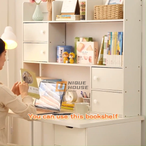 Desktop Rack Desk Organizer Tabletop Organizer Storage Rack Multifunction Table Stand Rak Buku Book Rack Multi-layer Shelf Bookshelf With Doors