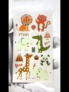 Ready Stock Children Cartoon Luminous Tattoo Stickers Waterproof Sweat Party Events Animal Dinosaur Unicorn Face Stickers