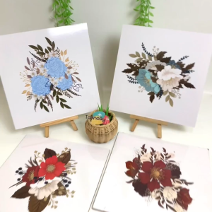 HIASAN DINDING WALL DECOR FLOWER BUNGA 30x30CM PAJANGAN KAYU POSTER DEKORASI DINDING RUMAH