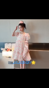 DR99 - Dress Anak Cewek Gaun Pesta Sifon Floral Bunga Ruffle Youra