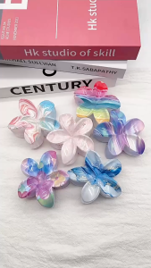 🔥IVY Gradient Flower Hair Claw Clip Marble Pattern Hair Clip Girl Large Egg Flower Headdress