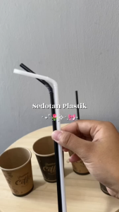 Sedotan Bengkok Thai Tea Kopi Steril Runcing Hitam Higienis Isi 500 Pcs