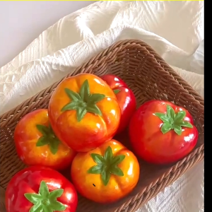 มะเขือเทศแดงปลอม ลูกใหญ่ สำหรับตกแต่งร้านอาหาร แต่งบ้าน แต่งร้านค้า พรถแต่งรูป มะเขือเทศ มะเขือเทศสีแดง