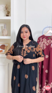 DASTER JUMBO LD 110 BUSUI RETSLETING MOTIF LILY KEKINIAN TERBARU DRESS WANITA BUMIL PIYAMA LONGGAR