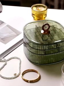 Zeekea Jewelry Box 3 Layer Jewelry Organizer with Handle Clear Jewelry Boxes for Make up Organizer Jewelry Storage