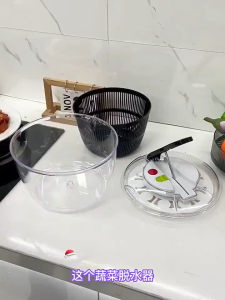 Rotary Salad Spinner Dehydrated Manual Fast Drying Drainer Wash Basket With Salad Spinner Vegetables Fruits Dryer