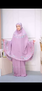 MUKENA DEWASA HANTARAN RAYON PREMIUM BORDIR MANUAL TIMBUL KUPU-KUPU ZALINA CANTIK ELEGAN