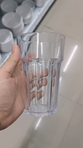 แก้วน้ำพลาสติกคริสตัลก้นแฉก 400 มล. # 2256  เนื้อ PS